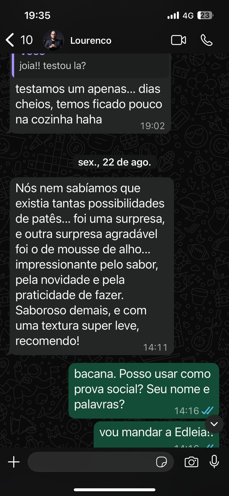 Depoimento real de cliente da Mesa Degusta